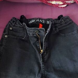 The Children's Place boys size 16 slim adjustable waist black straight leg jeans